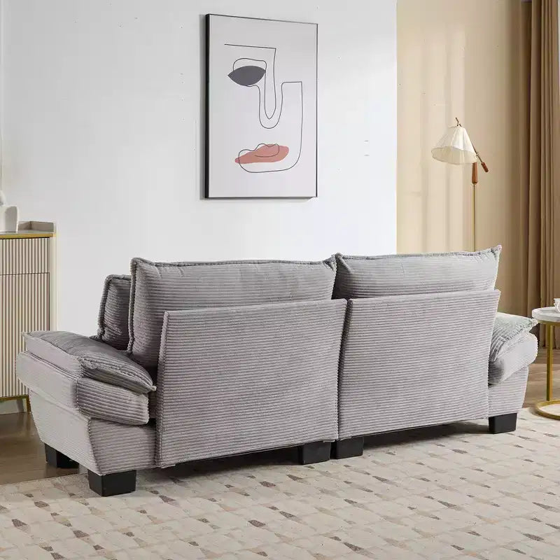 Divano-letto a due posti in velluto a coste, comodo e imbottito, con cuscini, per soggiorno, camera da letto, appartamento o ufficio