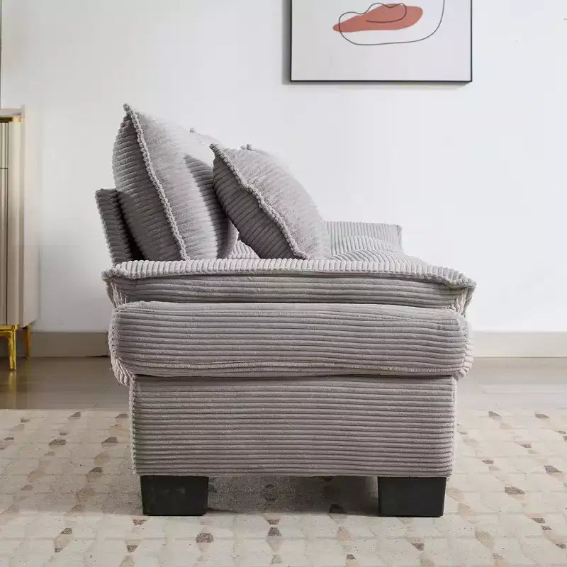 Divano-letto a due posti in velluto a coste, comodo e imbottito, con cuscini, per soggiorno, camera da letto, appartamento o ufficio