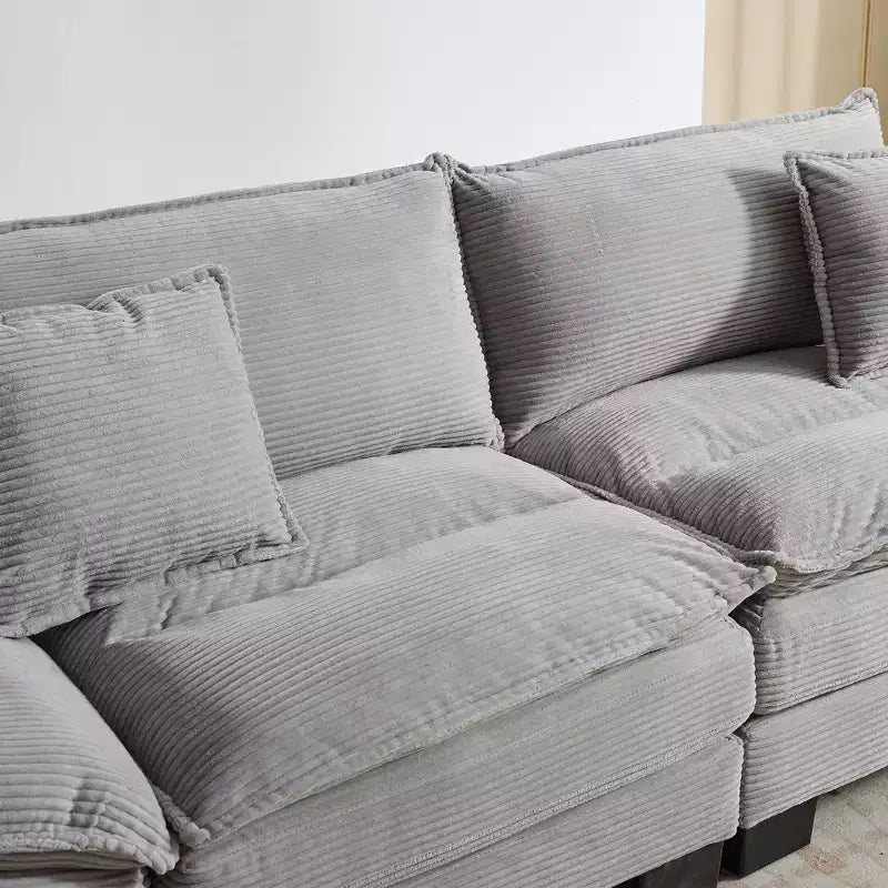 Divano-letto a due posti in velluto a coste, comodo e imbottito, con cuscini, per soggiorno, camera da letto, appartamento o ufficio