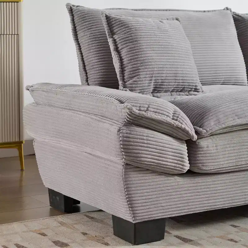 Divano-letto a due posti in velluto a coste, comodo e imbottito, con cuscini, per soggiorno, camera da letto, appartamento o ufficio