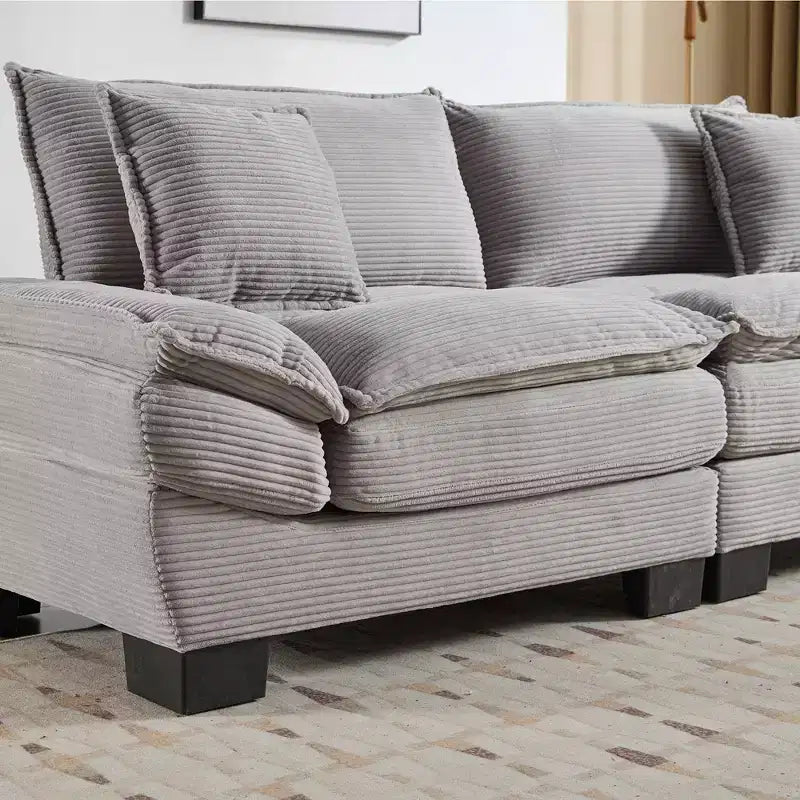 Divano-letto a due posti in velluto a coste, comodo e imbottito, con cuscini, per soggiorno, camera da letto, appartamento o ufficio