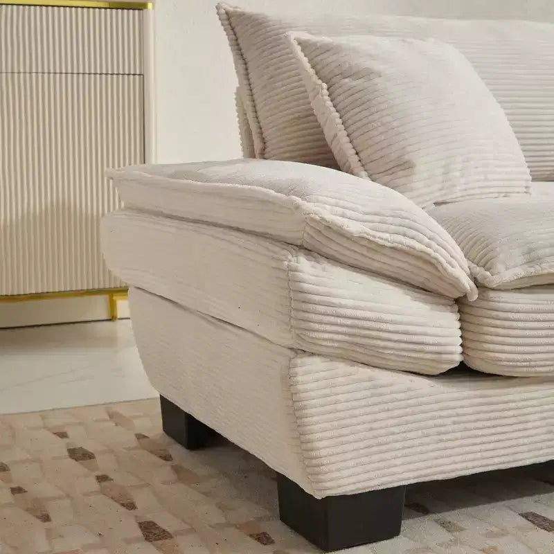Divano-letto a due posti in velluto a coste, comodo e imbottito, con cuscini, per soggiorno, camera da letto, appartamento o ufficio