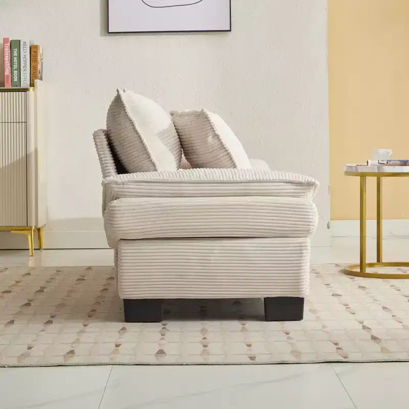 Divano-letto a due posti in velluto a coste, comodo e imbottito, con cuscini, per soggiorno, camera da letto, appartamento o ufficio