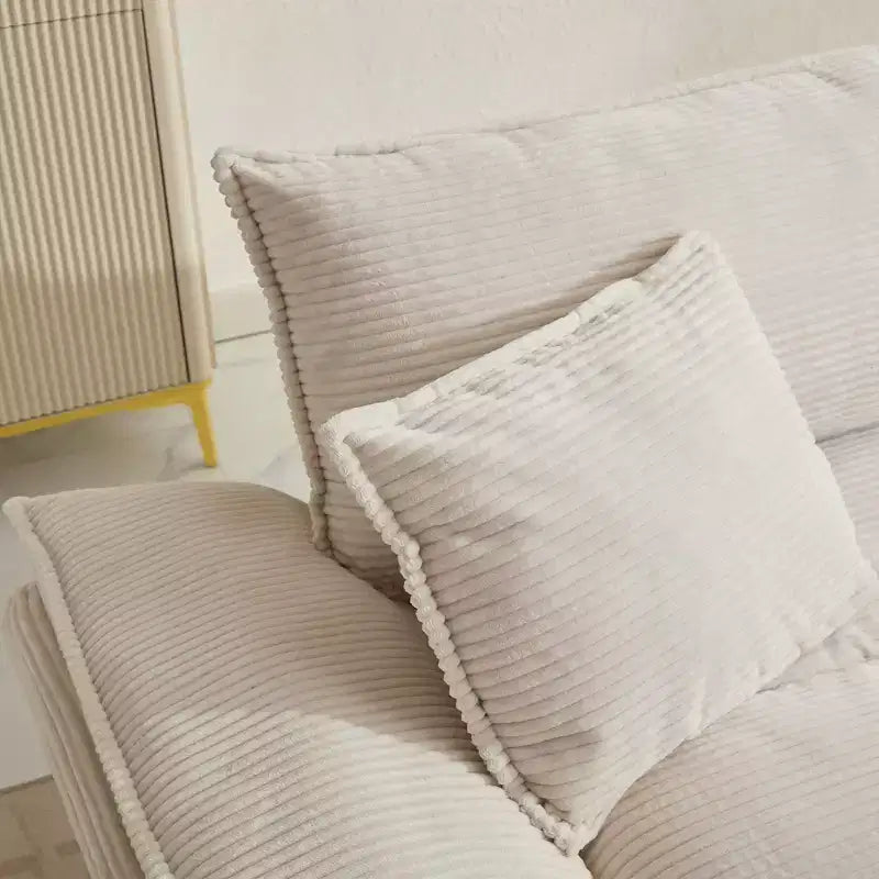 Divano-letto a due posti in velluto a coste, comodo e imbottito, con cuscini, per soggiorno, camera da letto, appartamento o ufficio