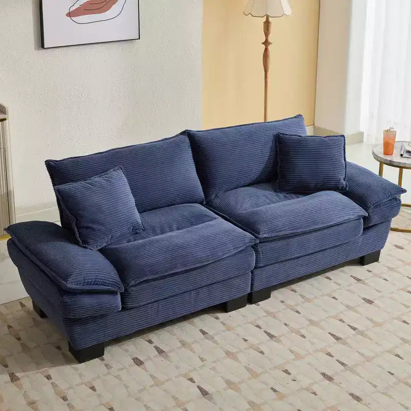 Divano-letto a due posti in velluto a coste, comodo e imbottito, con cuscini, per soggiorno, camera da letto, appartamento o ufficio