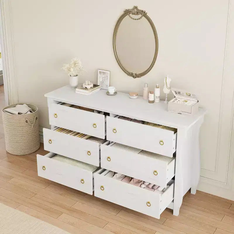 Cassettiera a 6 cassetti per camera da letto, cassettone in legno autoportante largo 120 cm, moderno armadio organizer per soggiorno, ingresso e corridoio