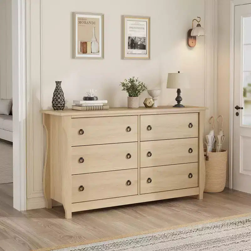Cassettiera a 6 cassetti per camera da letto, cassettone in legno autoportante largo 120 cm, moderno armadio organizer per soggiorno, ingresso e corridoio