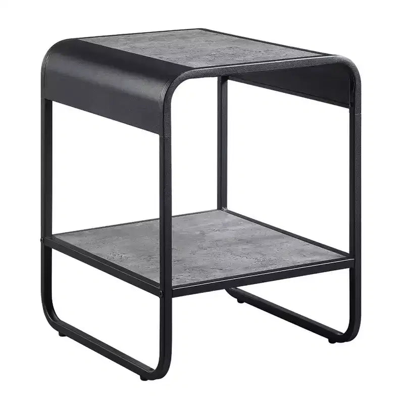 Tavolino moderno da 53 cm con ripiani aperti, in legno, grigio, nero
