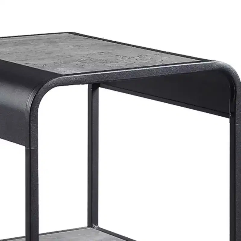 Tavolino moderno da 53 cm con ripiani aperti, in legno, grigio, nero