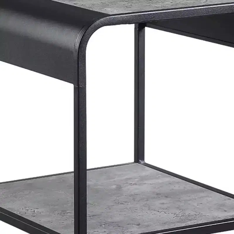 Tavolino moderno da 53 cm con ripiani aperti, in legno, grigio, nero