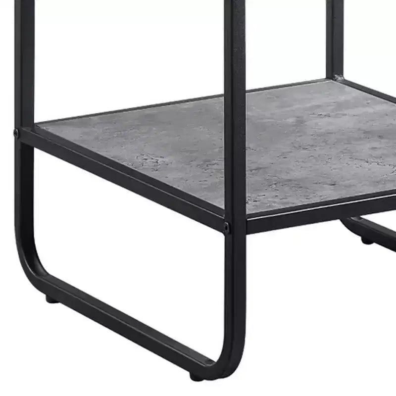 Tavolino moderno da 53 cm con ripiani aperti, in legno, grigio, nero