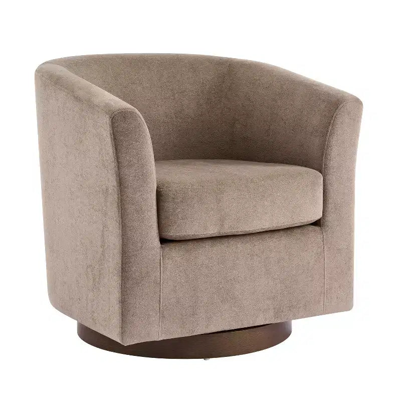 Poltrona moderna girevole a 360° in legno con rivestimento in velluto