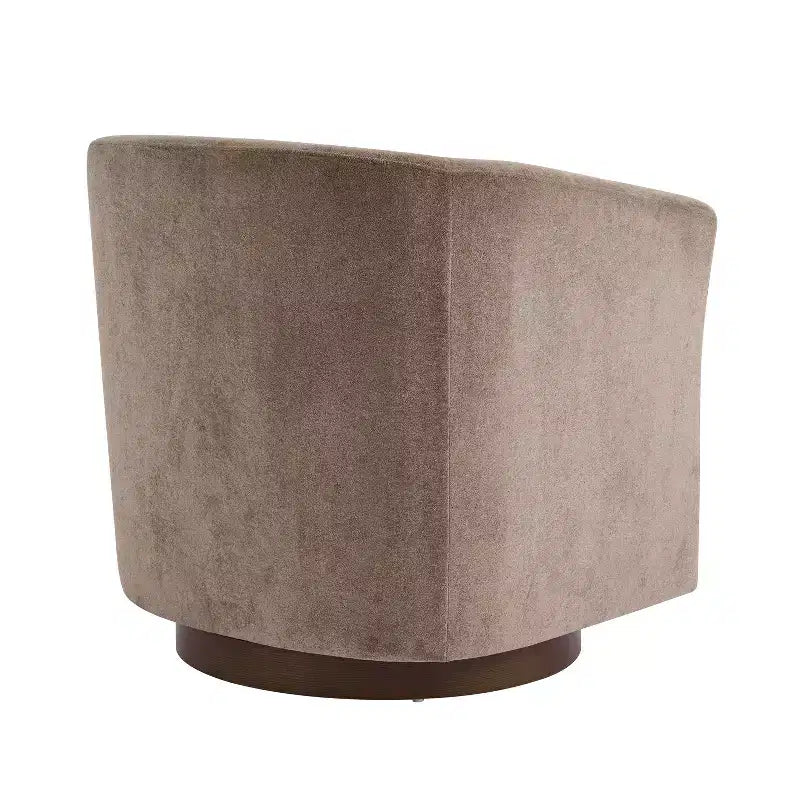 Poltrona moderna girevole a 360° in legno con rivestimento in velluto