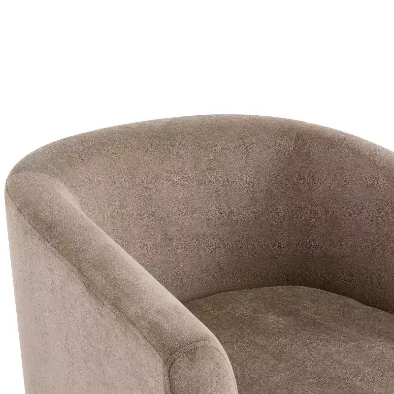 Poltrona moderna girevole a 360° in legno con rivestimento in velluto