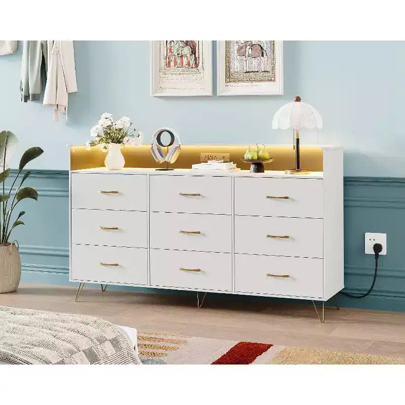 Cassettiera alta a 9 cassetti da 36,6x62,8x16,7 pollici, mobile contenitore moderno con organizer multifunzionale per uso multi-stanza, design elegante
