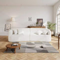 Divano sezionale moderno di lusso Cloud Plush, curvo modulare da 112" con 4 cuscini - Sedile profondo oversize in tessuto di velluto a coste, Bianco