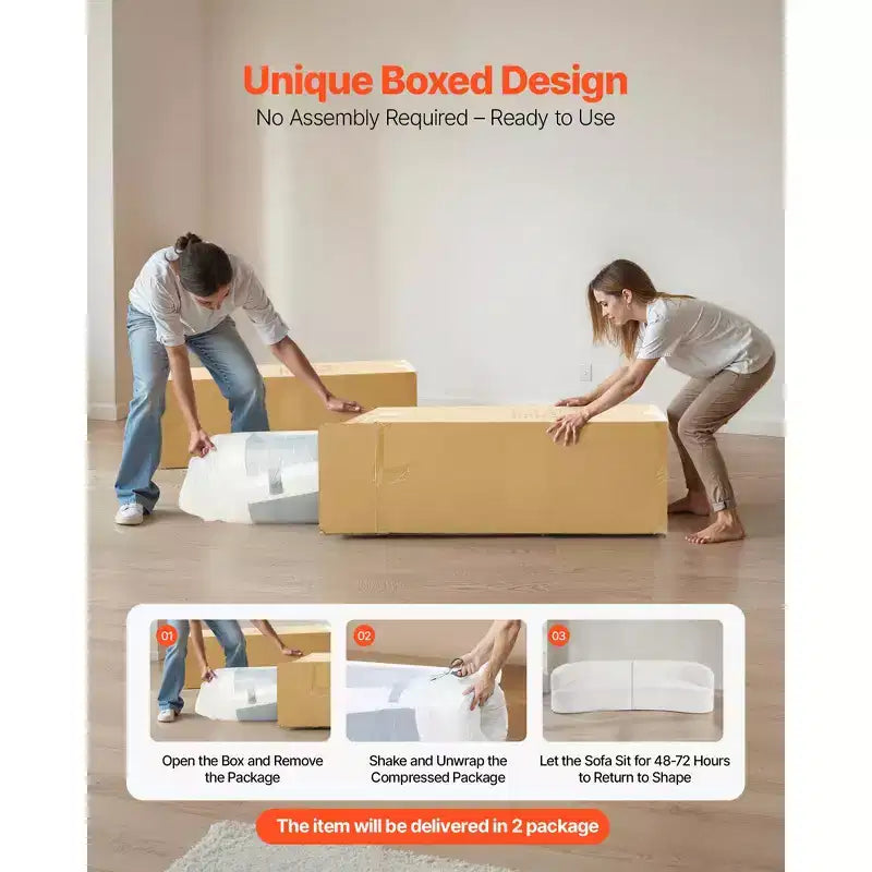Divano sezionale moderno di lusso Cloud Plush, curvo modulare da 112" con 4 cuscini - Sedile profondo oversize in tessuto di velluto a coste, Bianco