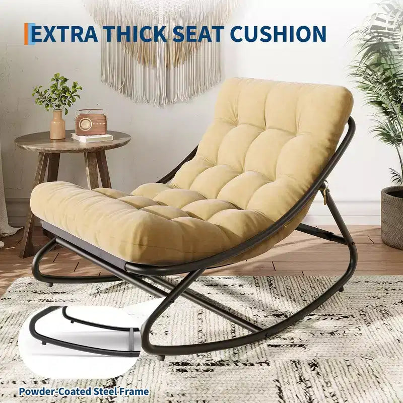 Sedia a dondolo Papasan con cuscino, sedia a dondolo da esterno di grandi dimensioni, sedia Papasan a dondolo per tutte le stagioni per camera da letto/soggiorno/veranda/giardino/patio