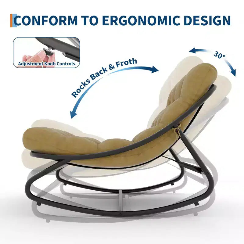 Sedia a dondolo Papasan con cuscino, sedia a dondolo da esterno di grandi dimensioni, sedia Papasan a dondolo per tutte le stagioni per camera da letto/soggiorno/veranda/giardino/patio