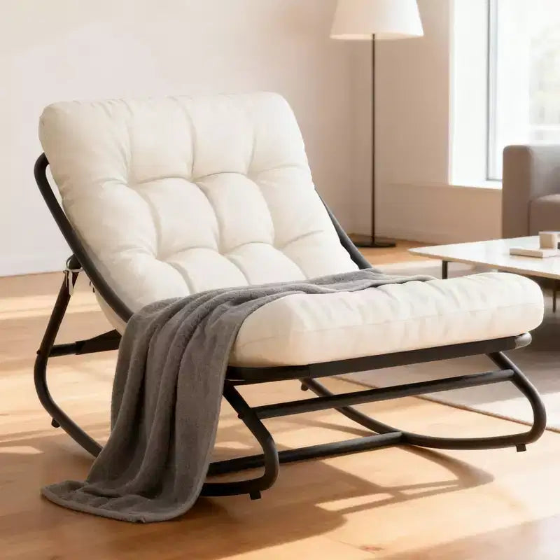 Sedia a dondolo Papasan con cuscino, sedia a dondolo da esterno di grandi dimensioni, sedia Papasan a dondolo per tutte le stagioni per camera da letto/soggiorno/veranda/giardino/patio