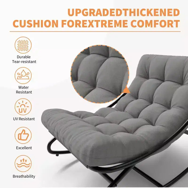 Sedia a dondolo Papasan con cuscino, sedia a dondolo da esterno di grandi dimensioni, sedia Papasan a dondolo per tutte le stagioni per camera da letto/soggiorno/veranda/giardino/patio