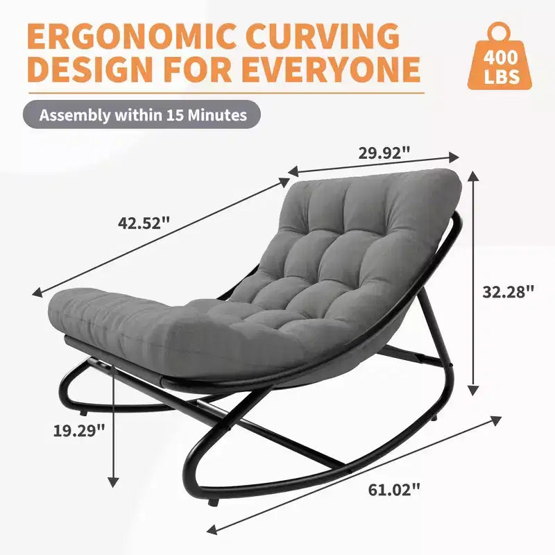 Sedia a dondolo Papasan con cuscino, sedia a dondolo da esterno di grandi dimensioni, sedia Papasan a dondolo per tutte le stagioni per camera da letto/soggiorno/veranda/giardino/patio