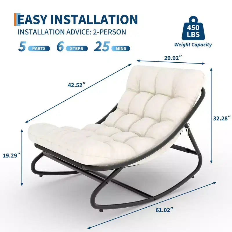 Sedia a dondolo Papasan con cuscino, sedia a dondolo da esterno di grandi dimensioni, sedia Papasan a dondolo per tutte le stagioni per camera da letto/soggiorno/veranda/giardino/patio