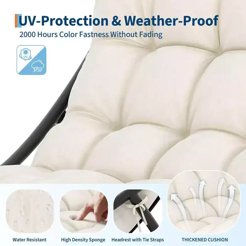 Sedia a dondolo Papasan con cuscino, sedia a dondolo da esterno di grandi dimensioni, sedia Papasan a dondolo per tutte le stagioni per camera da letto/soggiorno/veranda/giardino/patio