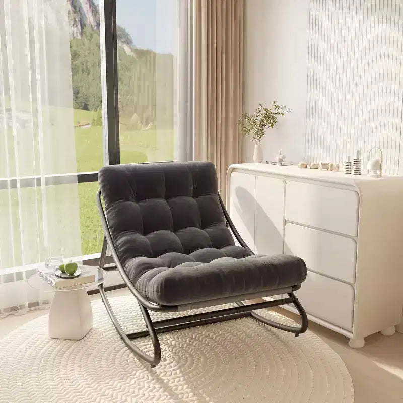Sedia a dondolo Papasan con cuscino, sedia a dondolo da esterno di grandi dimensioni, sedia Papasan a dondolo per tutte le stagioni per camera da letto/soggiorno/veranda/giardino/patio