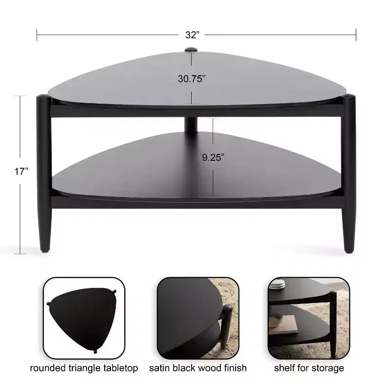 Tavolino da caffè Knowlton Wood, 32x31x17, Nero