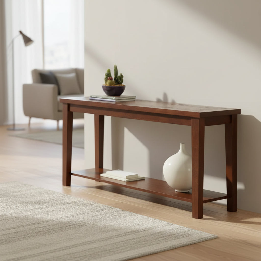 Davenport Sofa Table Medium Cherry - Steve Silver Co.: Hardwood Frame, Veneer Top, Entryway Console