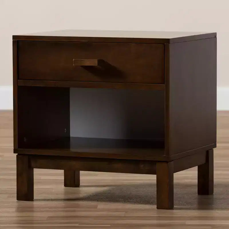 Deirdre comodino moderno e contemporaneo in legno con 1 cassetto -