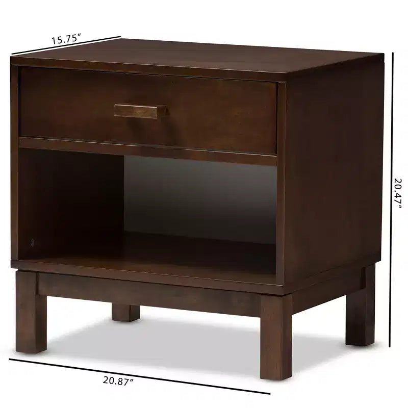 Deirdre comodino moderno e contemporaneo in legno con 1 cassetto -