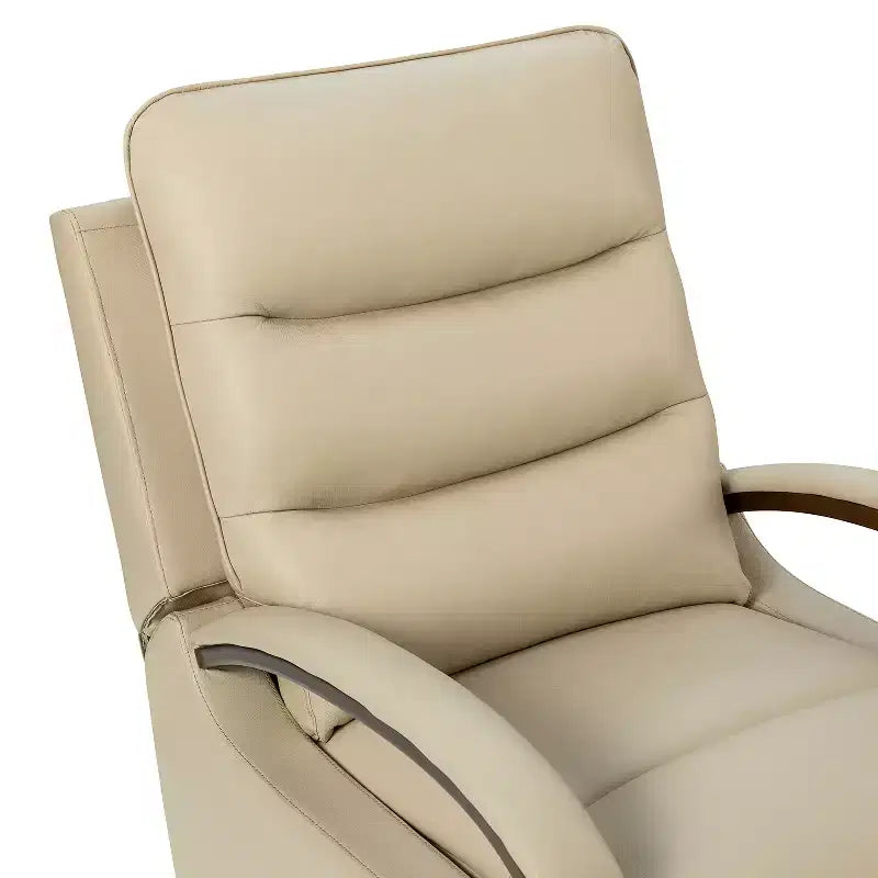 Poltrona Reclinabile Manuale Girevole e Basculante in Vera Pelle con Braccioli Curvi Decorativi|
