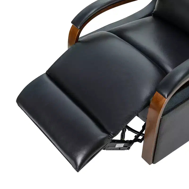 Poltrona Reclinabile Manuale Girevole e Basculante in Vera Pelle con Braccioli Curvi Decorativi|